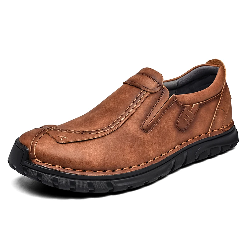 

Genuine Leather Men Casual Shoes Handmade Luxury Mens Loafers High Quality Sneakers Slip on Mens Leisure Shoes Plus Size 38-46