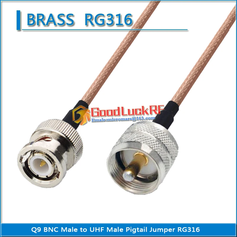 Q9 BNC Male к PL259 SO239 PL-259 SO-239 UHF Plug - RF Connector Pigtail Jumper RG316 Удлинительный кабель с низким