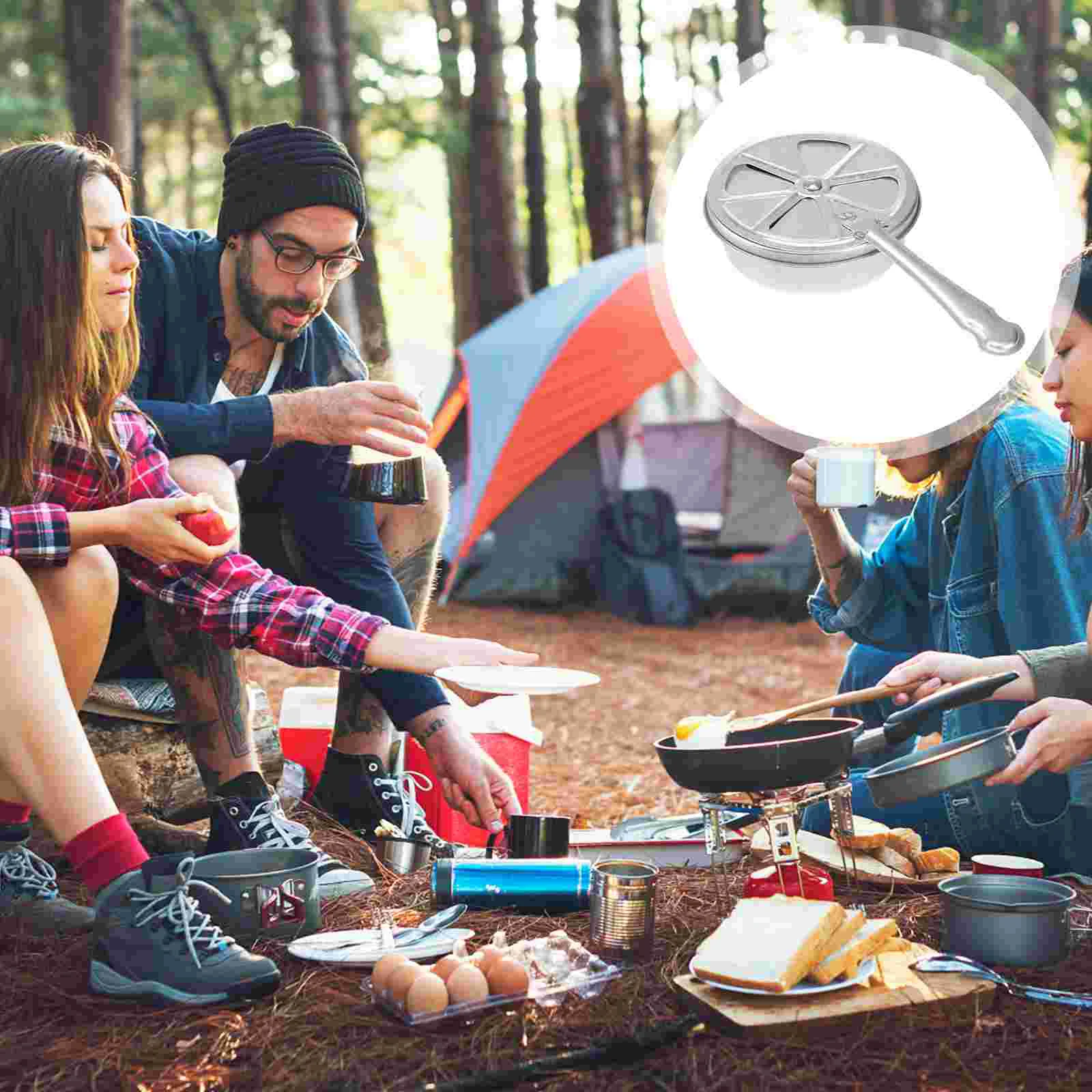

1pc Portable Fire Stove Burner Fuel Holder With Cover Stainless Steel Backpacking Stove Portable Outdoor Stove Camping Cookware
