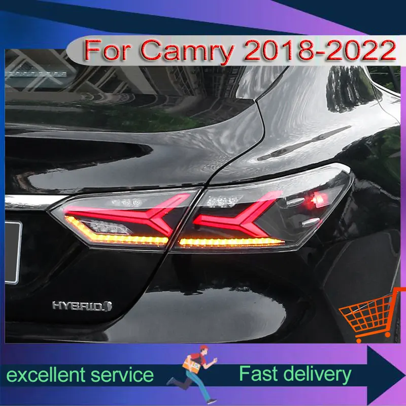 

Car Taillights For Toyota Camry 2018-2023 Modified Full LED Rear Lamps With Running Brake Turn Signal Lights Automobile Assembly