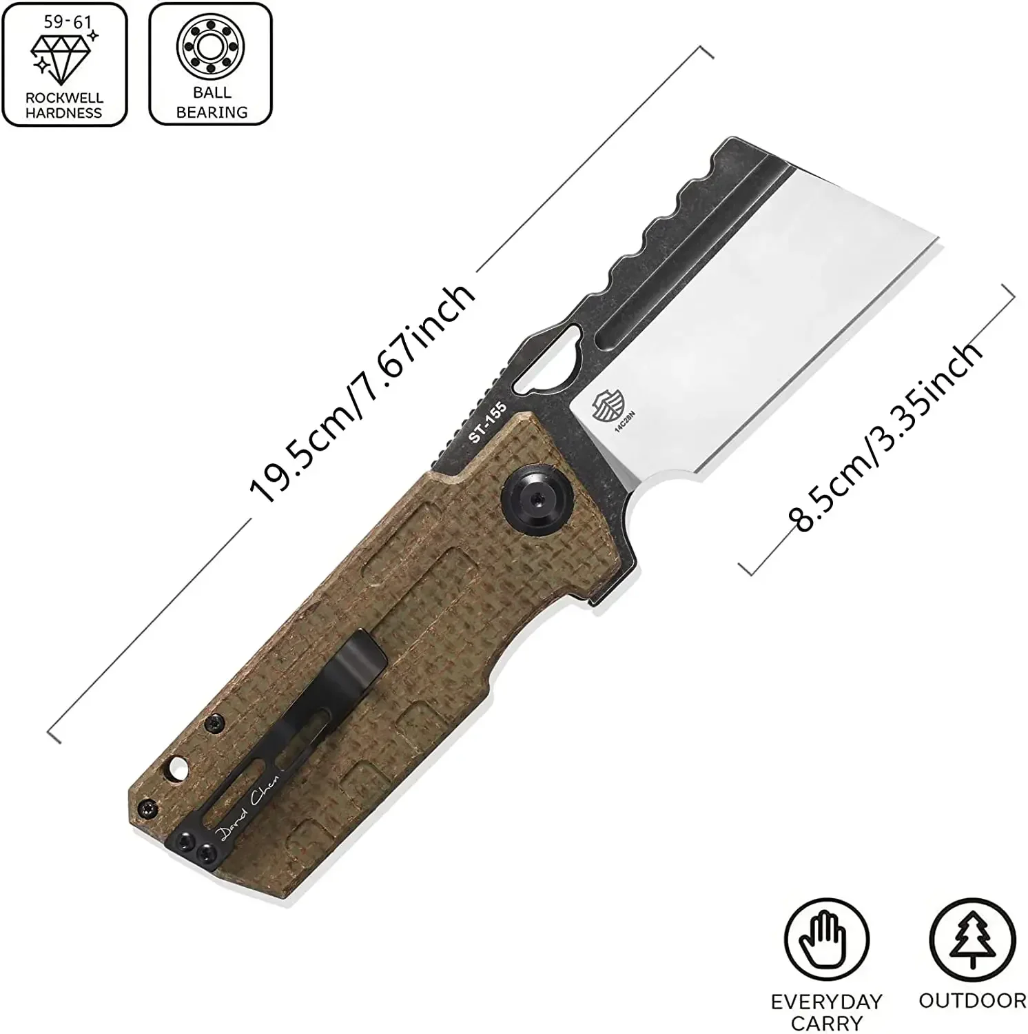 Карманный складной нож Sitivien ST155 14C28N стальное лезвие G10/Micarta ручка EDC инструмент для