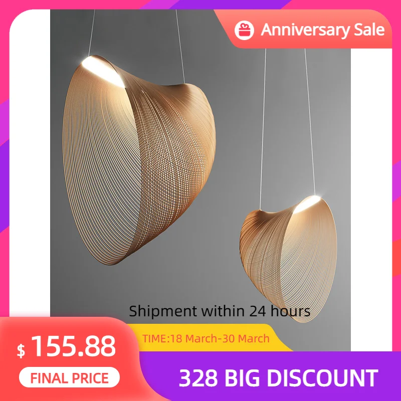 

Nordic modern minimalist design personality living room dining room cafe bedroom wooden acrylic LED chandelier