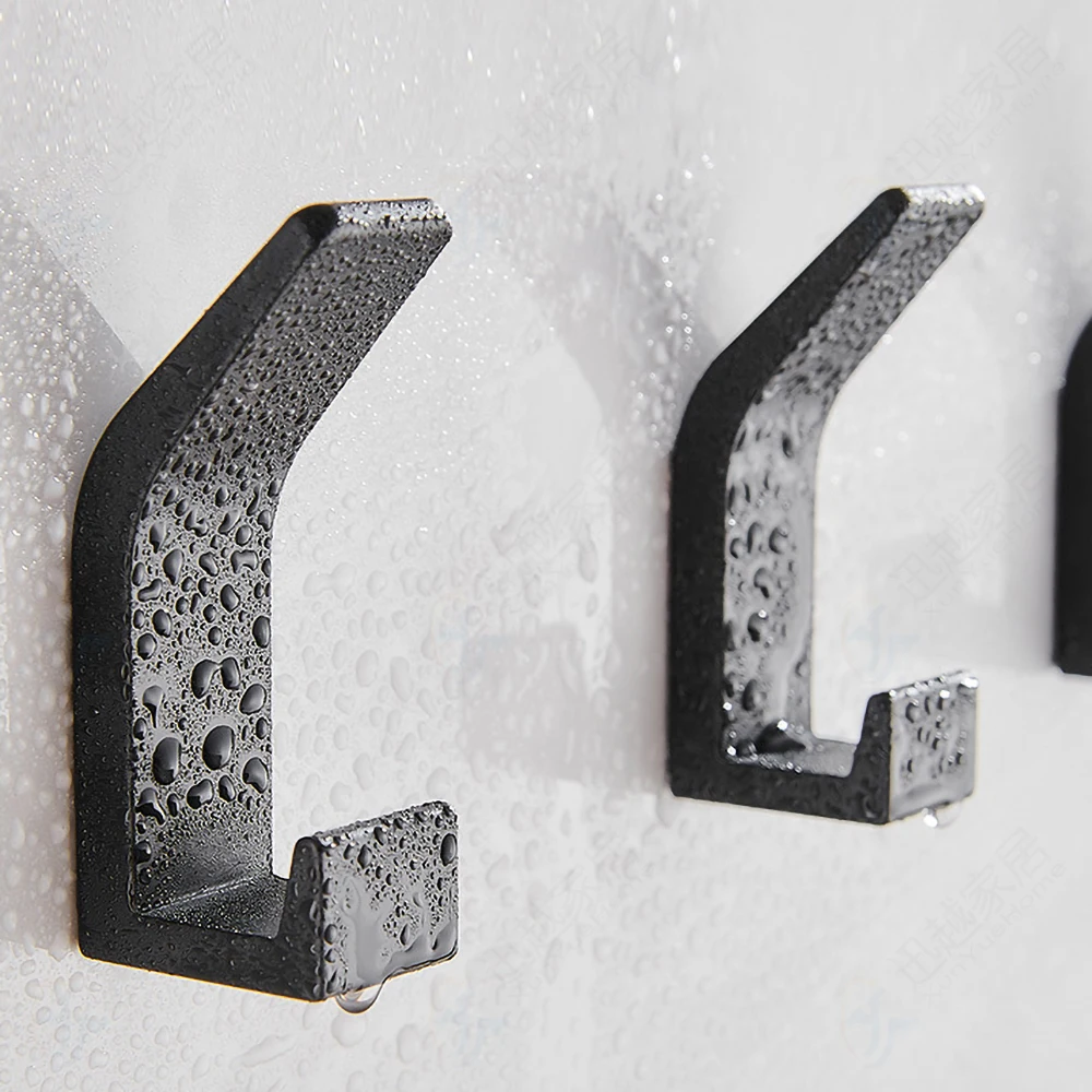 robe hook self adhesive wall door hanger black white aluminum key bag hanging bathroom towel holder kitchen accessories free global shipping