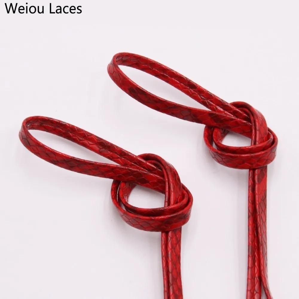 (30pairs/Lot) Weiou EXCLUSIVE Brand New 7mm Flat Snakeskin Leather LE Custom Shoelaces unisex fashion Luxury boot shoe laces