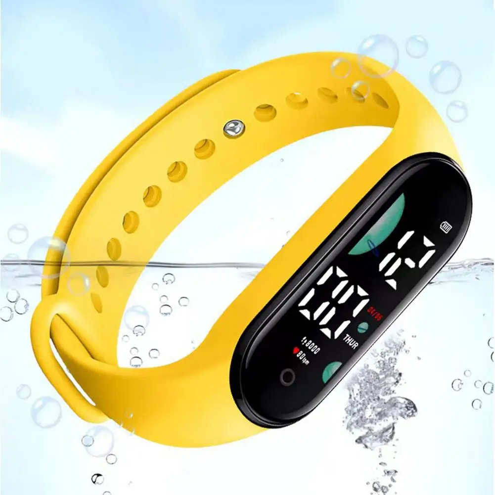 

Lightweight Creative Rectangle Dial Digital Watch Bracelet Long Battery Life Sports Bracelet Casual for Kids