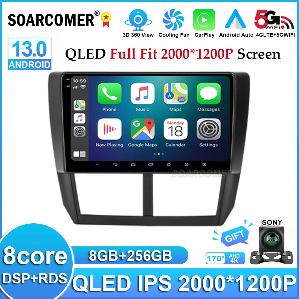 

Автомобильный радиоприемник Android 13 для Subaru Forester 3 SH 2007- 2013 для Impreza GH GE, мультимедийный плеер, беспроводной Головной блок Carplay NO 2 Din