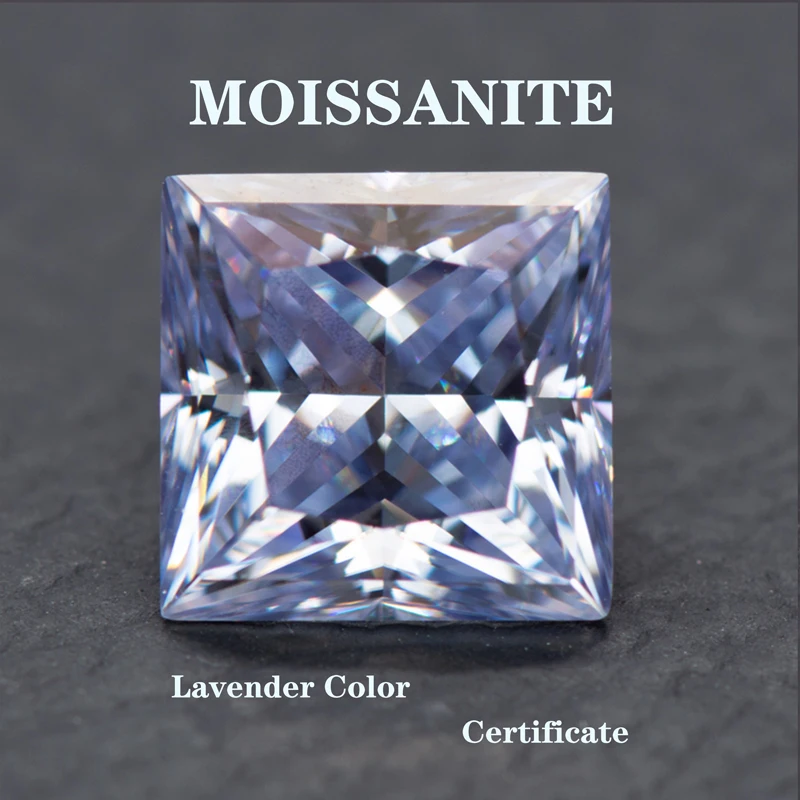 Муассанит Камень Принцесса Огранки Лавандового Цвета Подвески Драгоценный