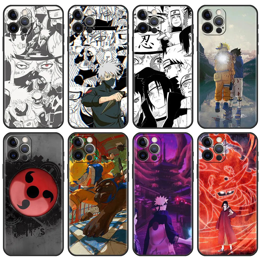 

Estuche Case for Apple iPhone 11 12 Pro 13 Pro Max 8 7 XR X XS Plus 6 6S 5S SE Black Luxury SmartPhone Funda Hokage Deidaras