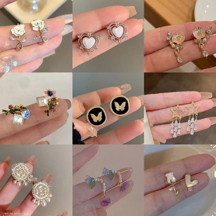 

Opal Love Flower Ear Stud Pearl Butterfly Bow Fashion Rhinestone Stud Earring Women's Party Accessories Elegant Custom Jewelry
