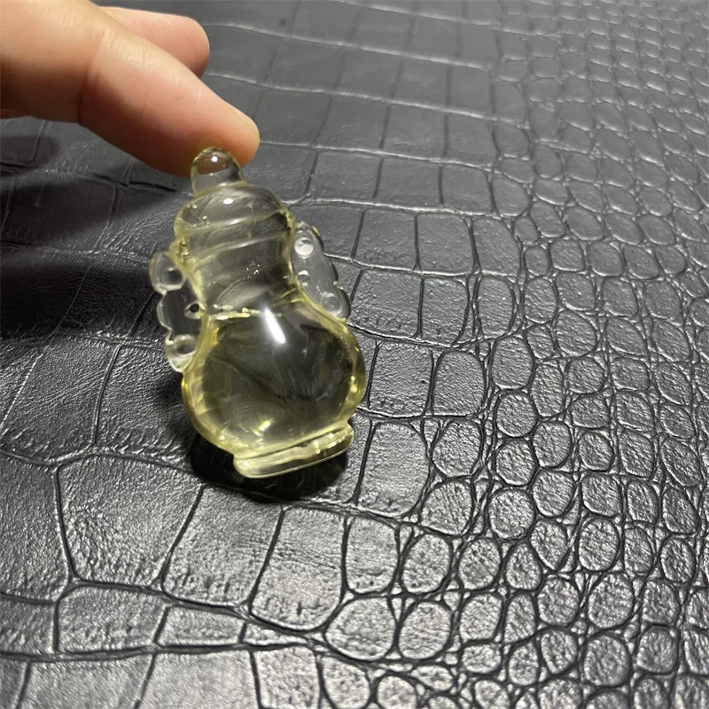 Натуральный хрустальный камень прозрачный цитрин кварц бутылка резьба кристалл