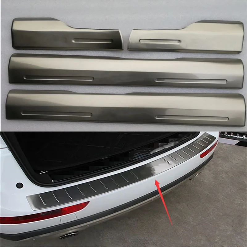 For Audi Q5 2009 2010 2011 2012 2013 2014-2017  Door Sill Stainless Steel Rear Bumper Protector  Trunk  Guard Tread Plate Trim