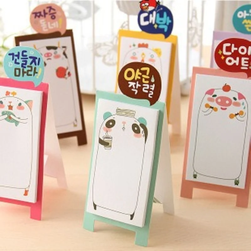 

Korean Notebook INS Wind Cartoon Animal Fruit Girl Pattern Horizontal Line Memo Pads Color N Message Cute Sticky Notes