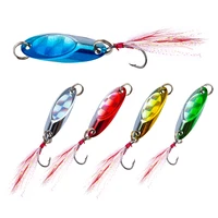 goture 5pcs 3 5 21g beveled sequins bait with feathers single hook three hooks mixed color bionic bait