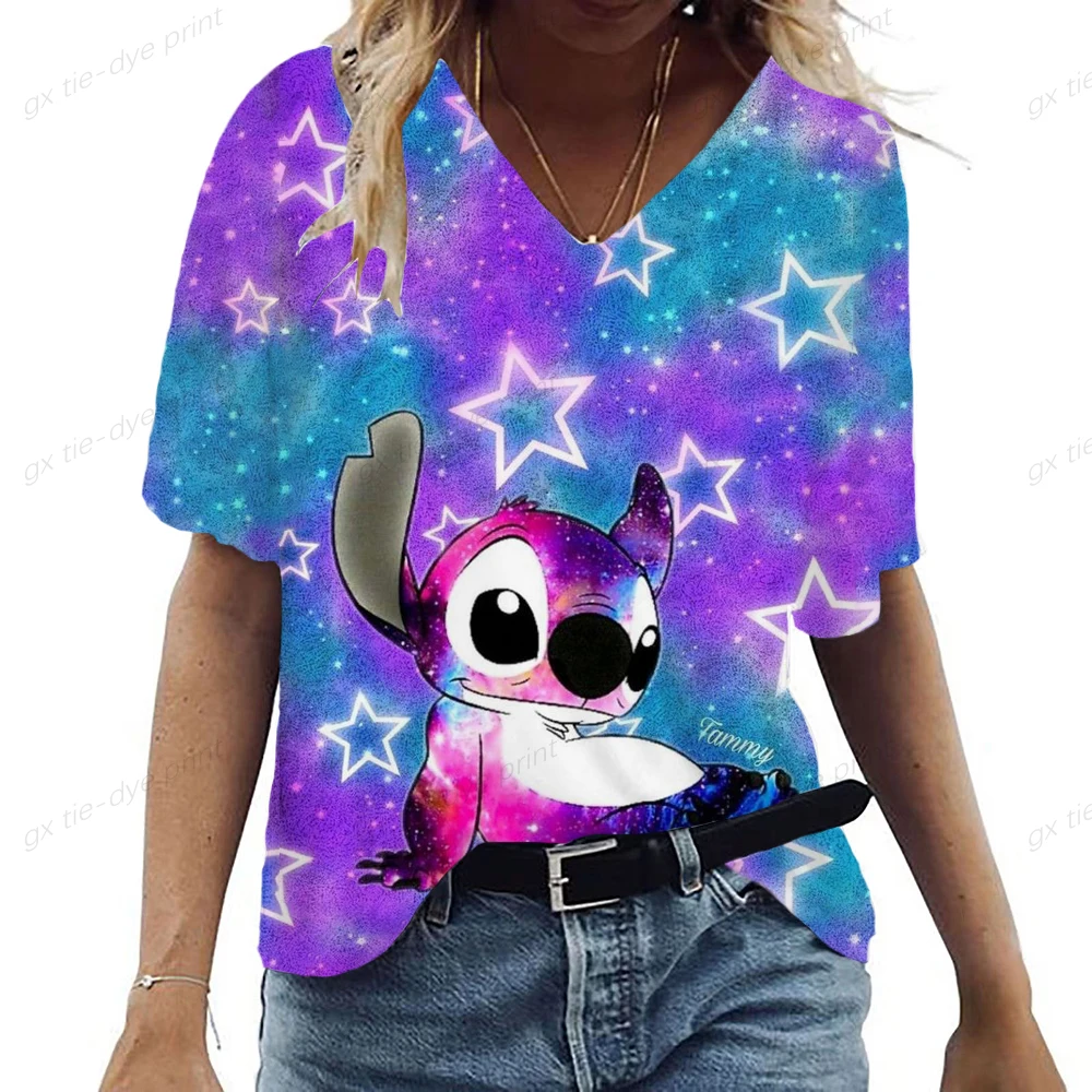 

Футболка женская оверсайз с коротким рукавом и V-образным вырезом