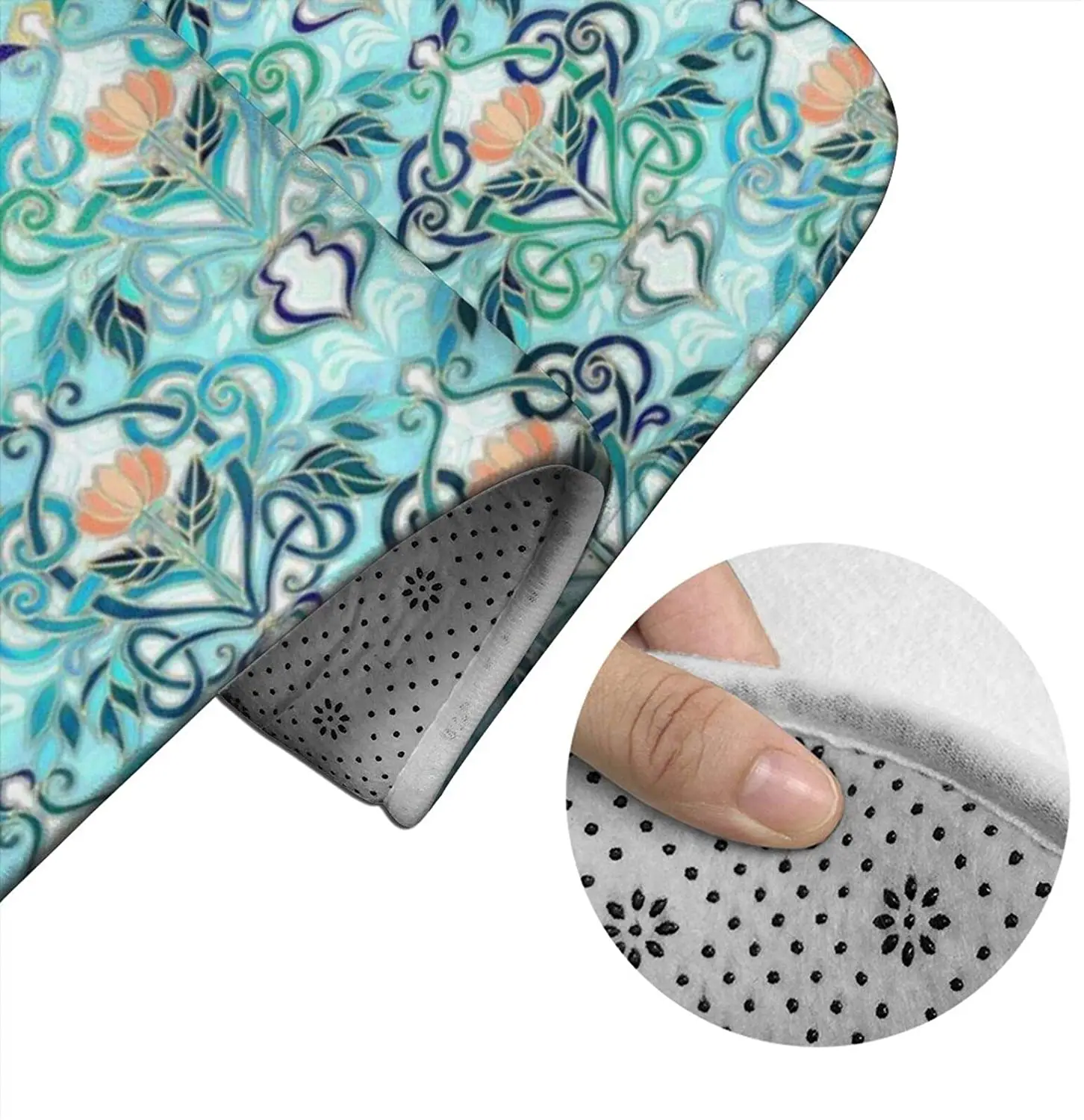 

Ocean Aqua Art Nouveau P Bathroom Mat Sets 3 Piece Set Rugs Memory Foam Mat Set Toilet Seat Cover Bath mat Lid Cover