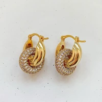 kose fashion french diamond detachable double ring circle earrings female ins cool wind retro wild ear studs female ear jewelry
