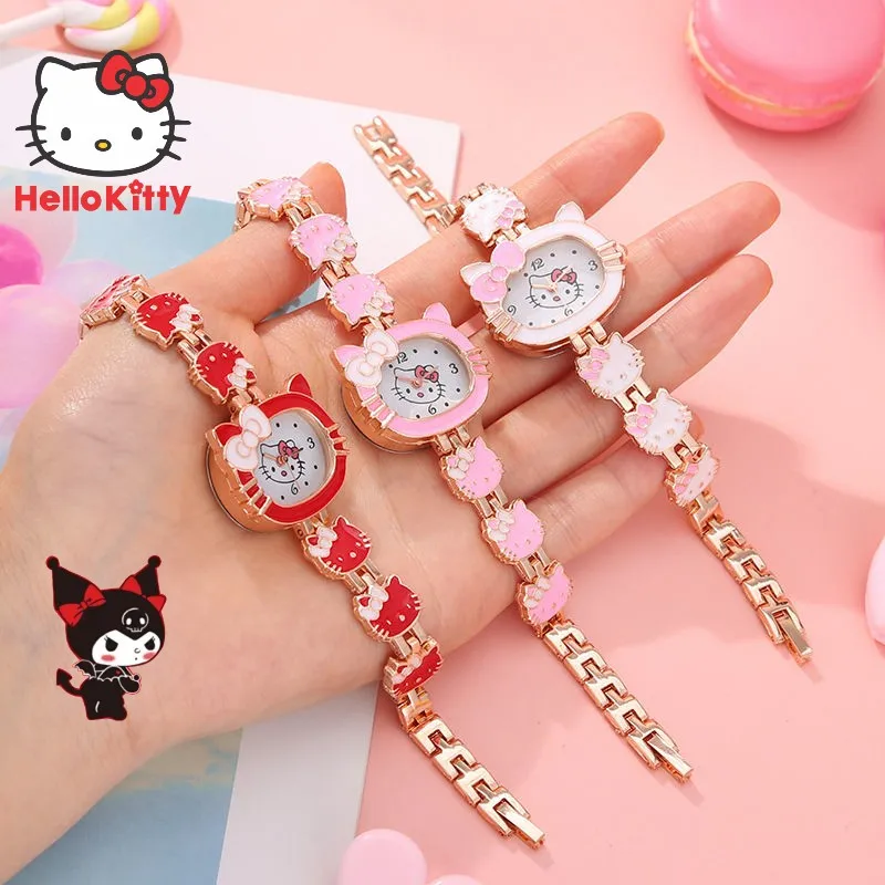 

Japanese Hello Kitty Cartoon Watch Y2K Girl Anime Kawaii Kt Cat Watch Decorative Jewelry Fashion Portable Accessories Child Gift