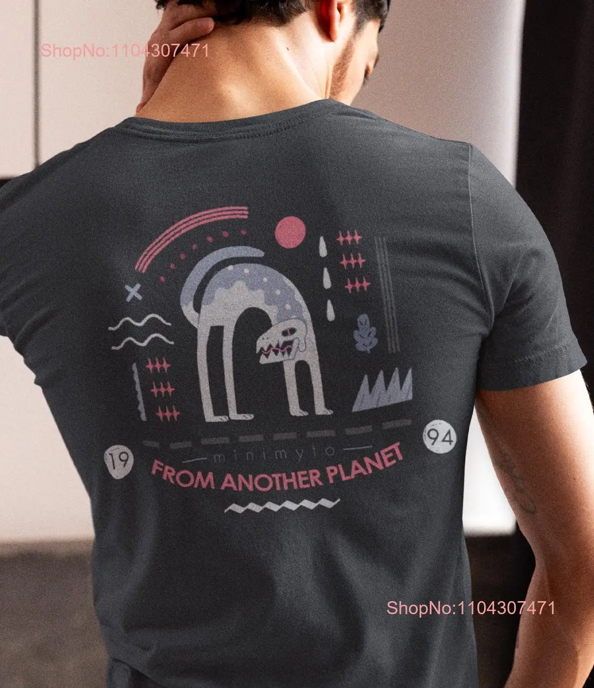 Футболка FROM ANOTHER PLANET космический стиль гранж нарисованный вручную инопланетянин