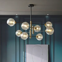 modern nordic e14 led chandelier for living room bedroom kitchen black glass ball ceiling hanging lamp decor lighting fixtures