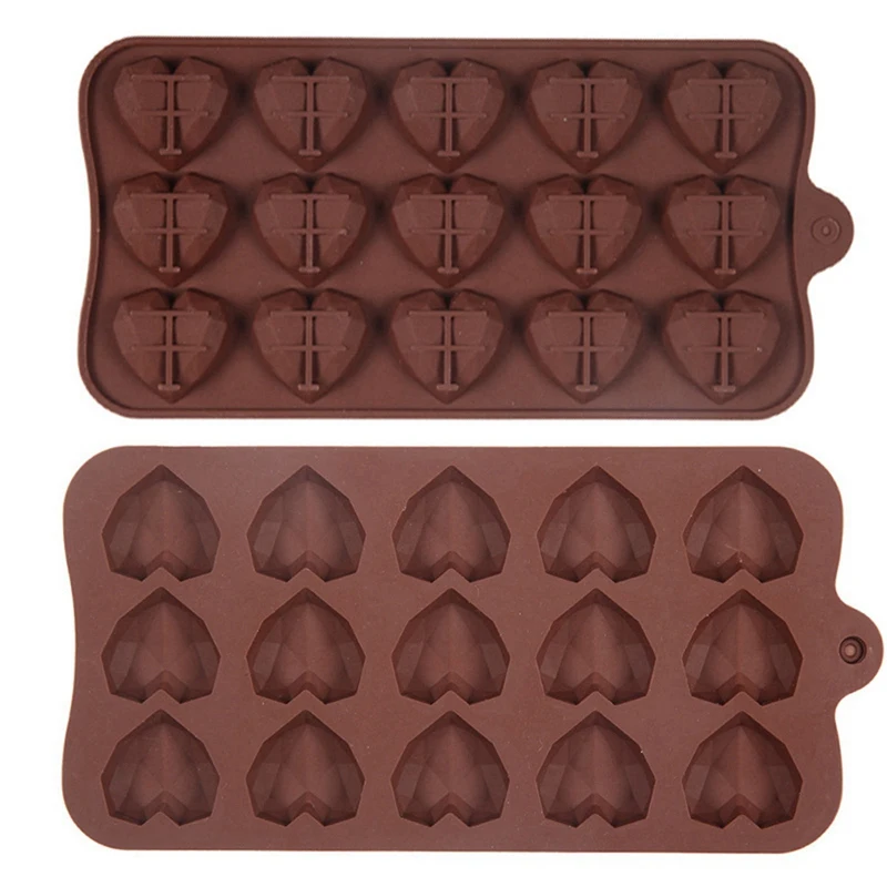 

2Pcs 15 Cavity Mini Heart Chocolate Mold Silicone Candy Molds Gummy Jelly Mould Baking Cake Decoration Accessories