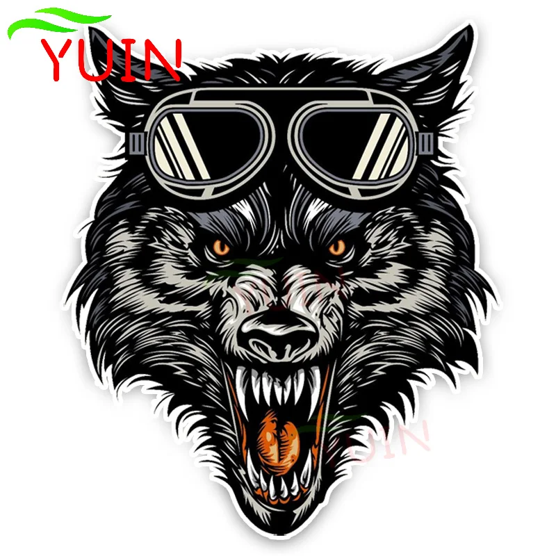 

Interesting Goggles Cartoon Angry Lovely Wolf Head Car Sticker Personality PVC Decoration High Quality Waterproof Decal 15*13cm