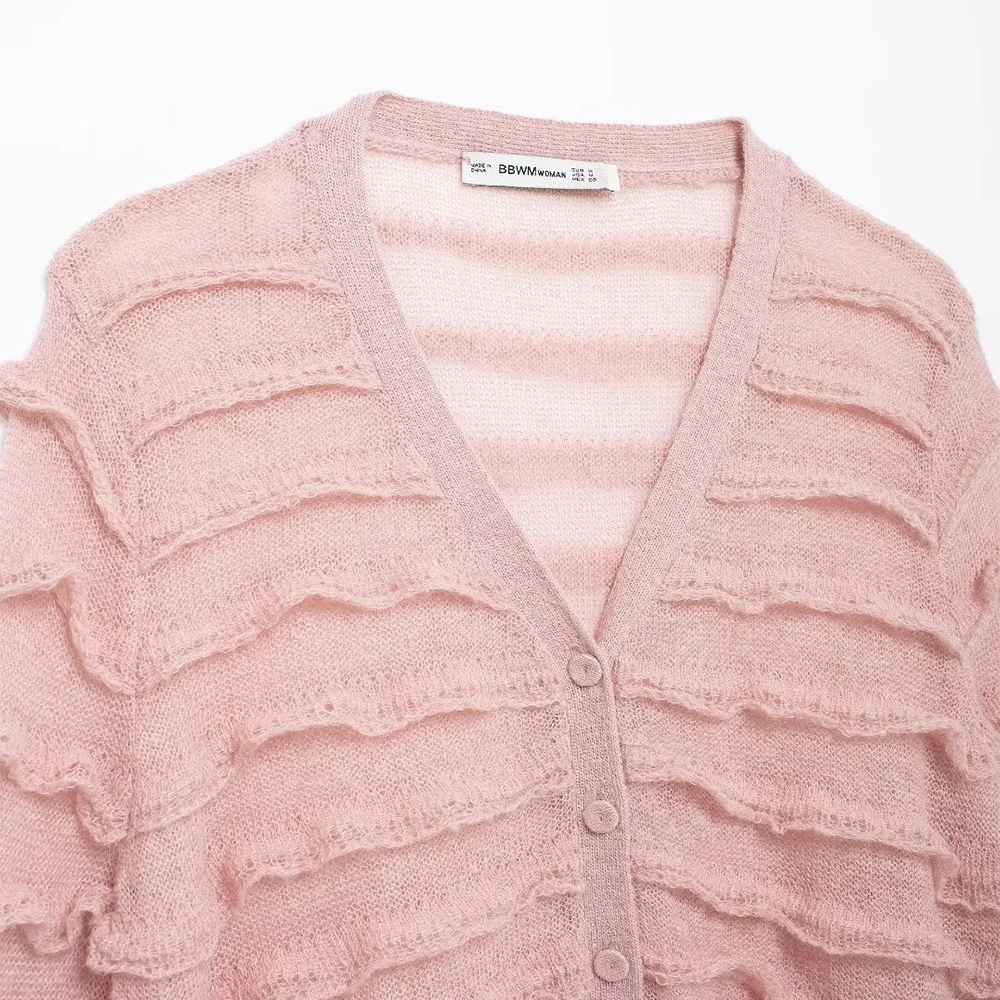 Легко сочетается молочно-розовый цвет с V-образным вырезом однобортный длинными