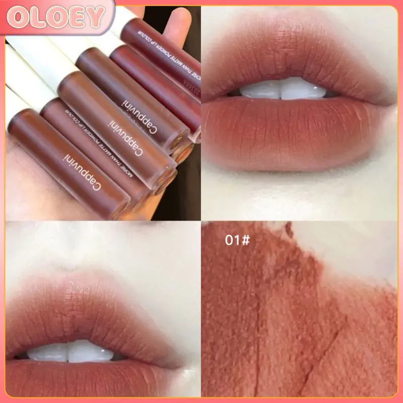 

6 Colors Berry Rose Lipstick Lip Glaze Red Lip Tint Mud Velvet Matte Lipstick Lip Gloss Lips Makeup Non-stick Cup