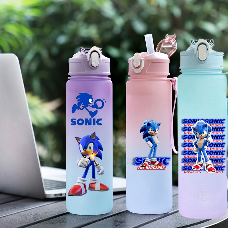 750 мл Sonic The Hedgehog градиент цвета чашка для воды бутылка питья большая емкость спорт