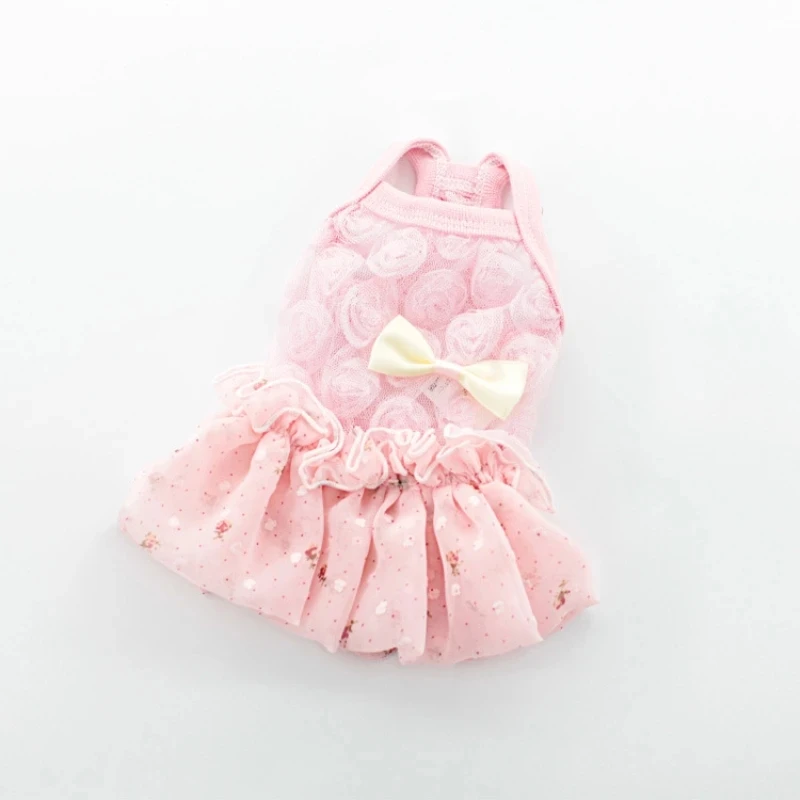 

Puppy Summer Princess Dress for Dog Pet Clothes Wedding Pink Flowers Tutu York Shih Tzu Poodle Skirt Cute Dogs Costume Outfit