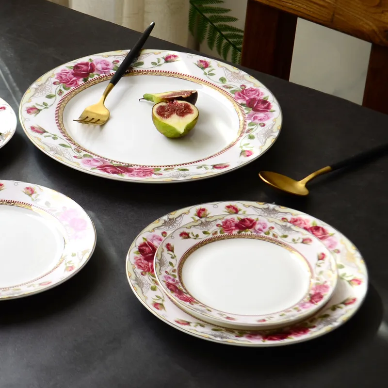 

Porcelain & Ceramic Dinner Fish Plate 4/6/7/8/10 Inches Round Wedding Gift Present Kitchen Tableware Steak & CakeDessert