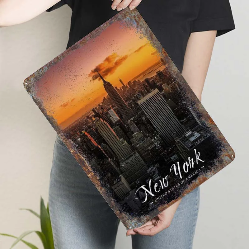 Металлическая Настенная роспись Нью-Йорк Постер для городских пейзажей декор