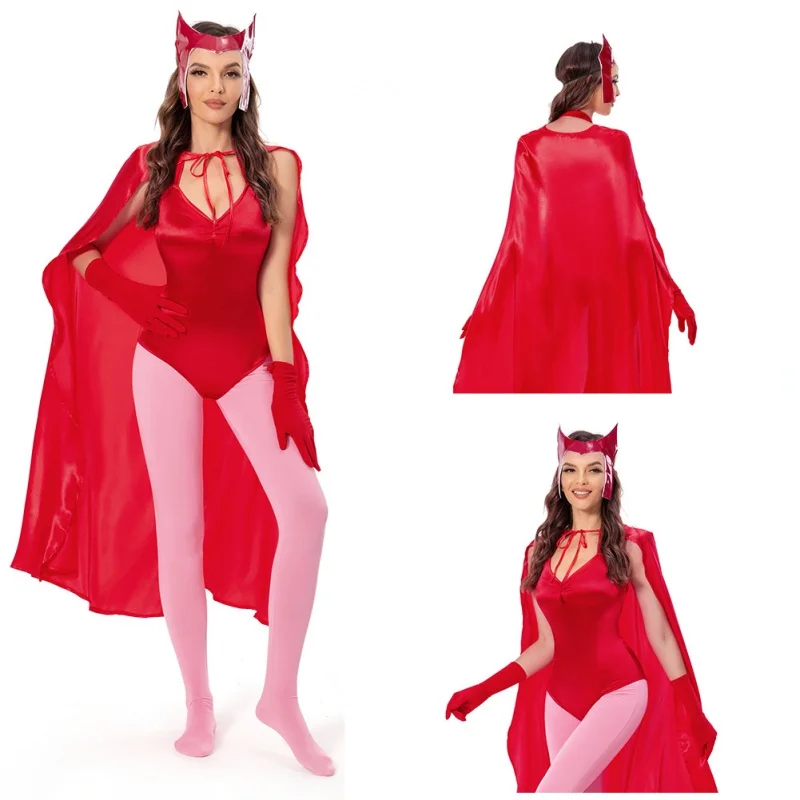 

Wanda Vision Scarlet Witch Wanda Maximoff Косплей Костюм женский комбинезон наряды Хэллоуин Карнавальный Костюм