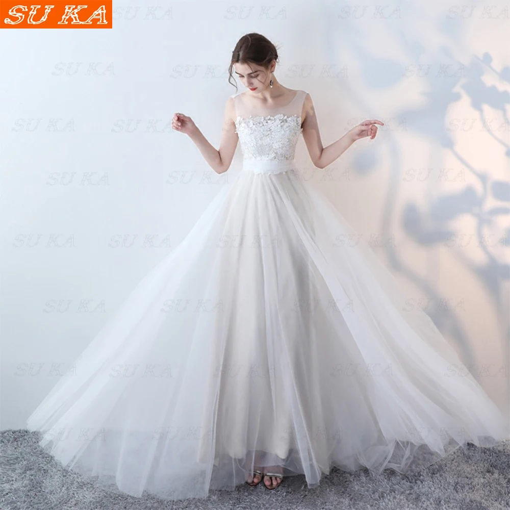 

Simple Romantic Style Lace Applique One-shoulder Corset With Sexy Back Design Vestidos De Novia Train Bridal Factory Custom
