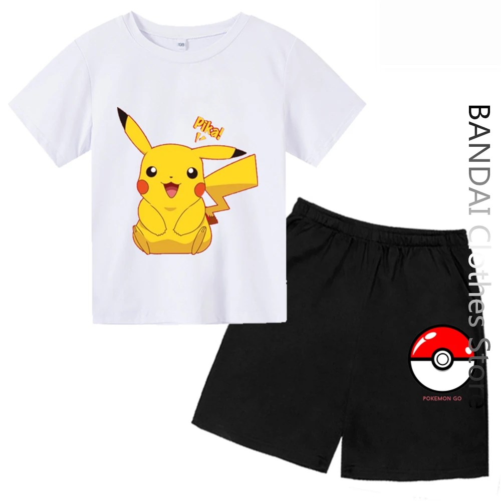 

Boys Girls Fashion Pokemon T-shirt Set Kids Tops TShirt Summer Children Casual Soft Comfortable T- shirt For Men Women Clothing