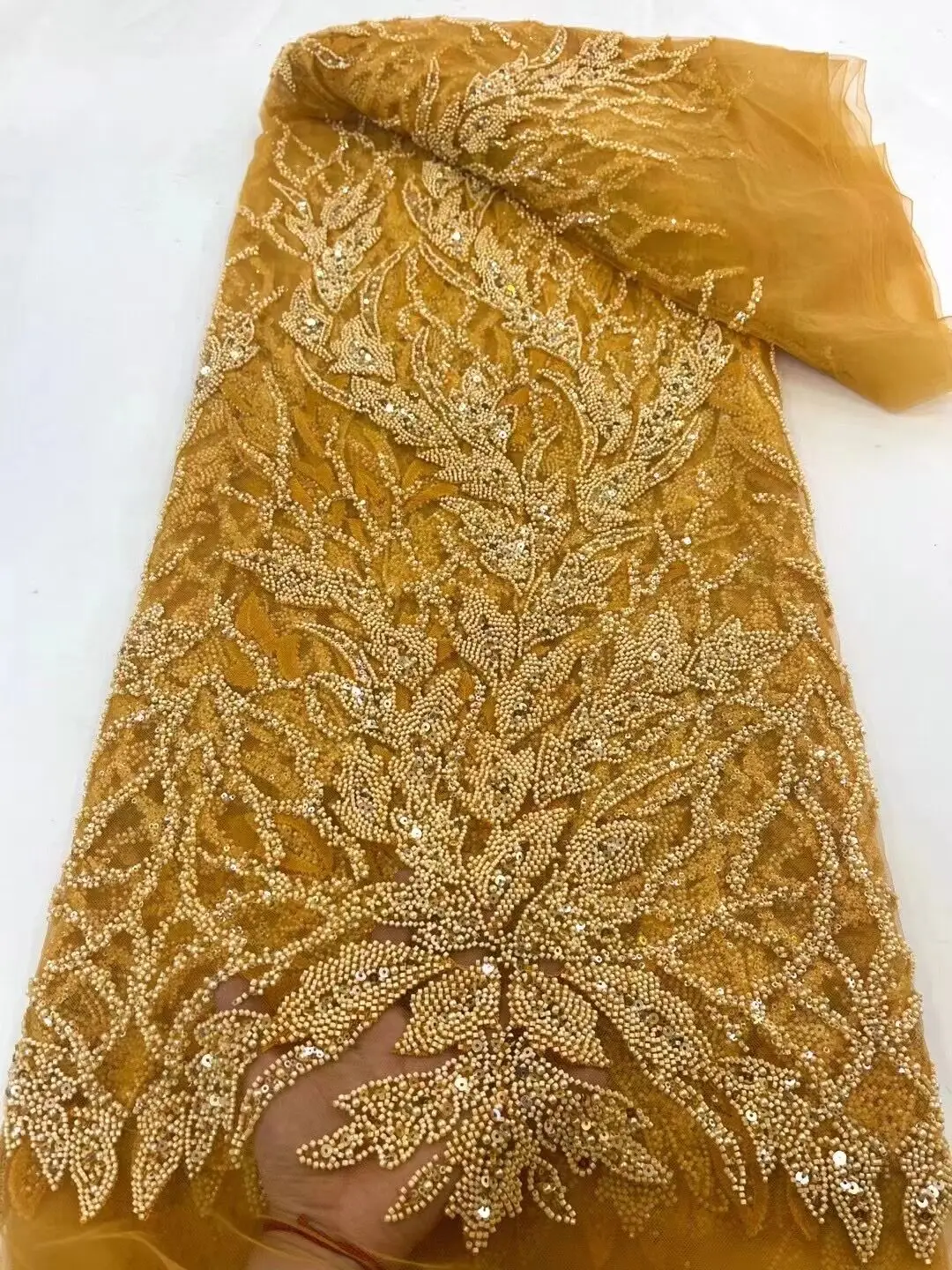 

Высококачественная африканская кружевная ткань с бисером, яркая вышивка блестками, нигерийский тюль, кружевная ткань, свадебная ткань