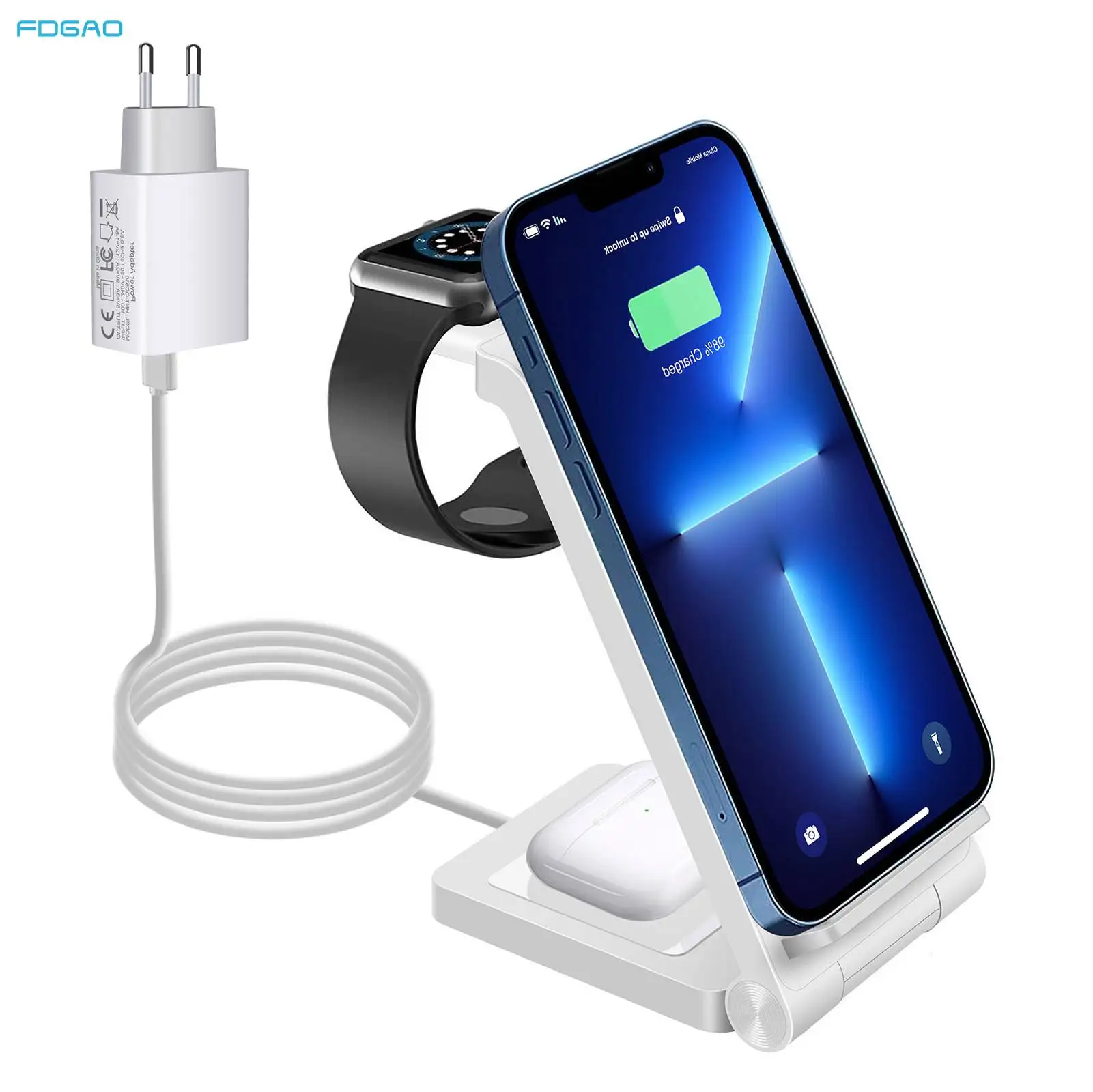 

Беспроводное зарядное устройство 3 в 1, подставка для iPhone 14 13 12 11 XS XR X 8, 22 Вт, зарядная док-станция для Apple Watch 8 7 Airpods Pro