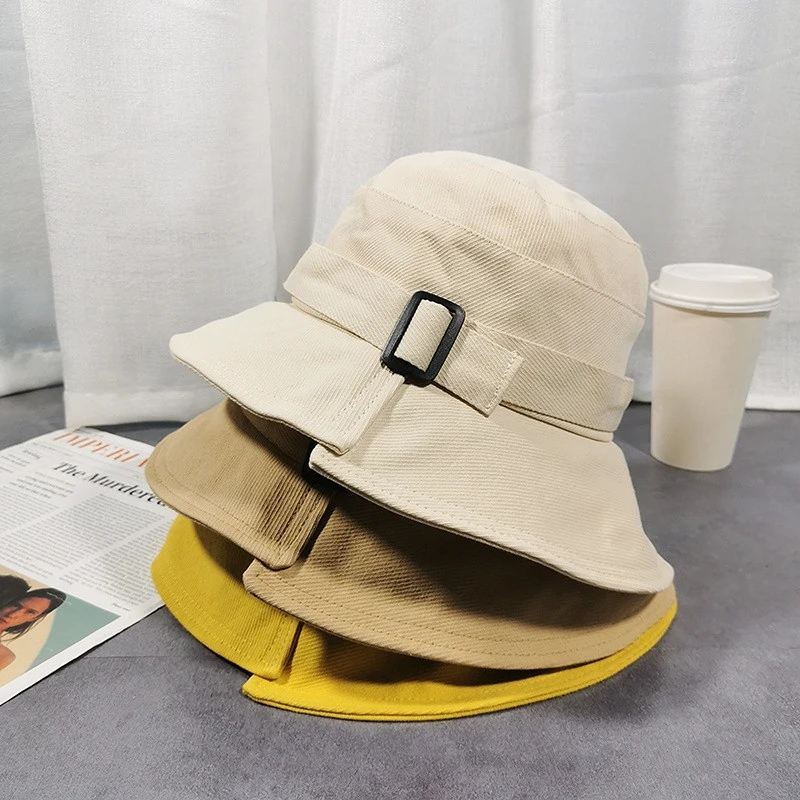

Woman Fashion Bucket Hats Adjustable Metal Buckle Ornaments Spring Autumn Woman Coat Accessories Outdoor Bucket Hats