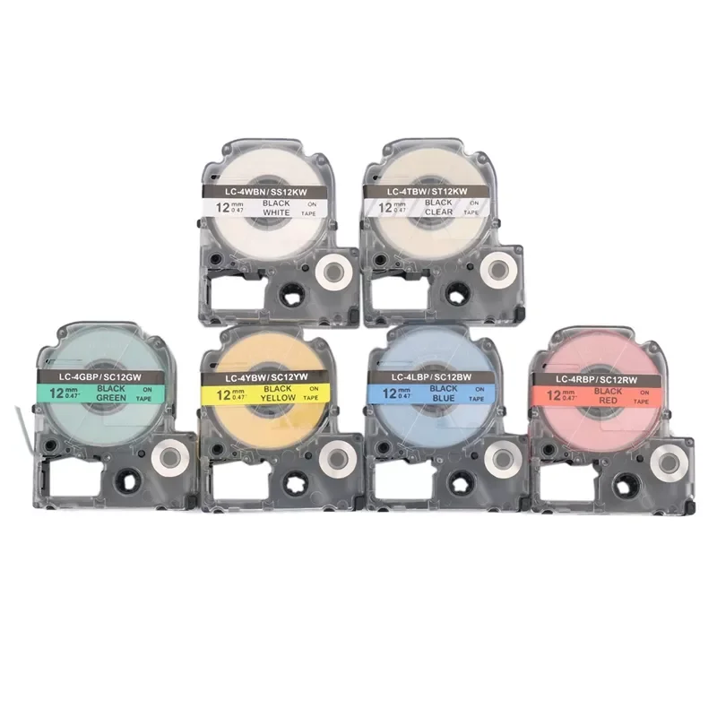 

6Pcs ST12KW SS12KW Combo Set 12Mm Cassette Refills for Epson LabelWorks LC-4WBN9 LW-300 LW-500 LW-700 Label Maker