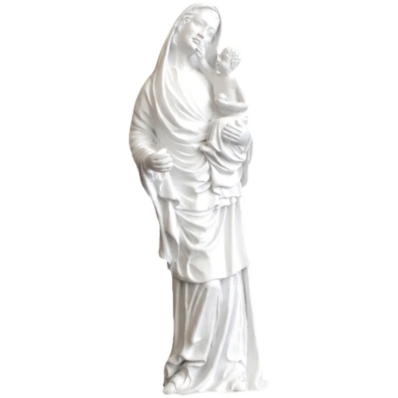 Дева Мария Скульптура Католический энтузиаст Подарки Статуэтка Из смолы Украшение комнаты Настольные ремесла Украшения для дома