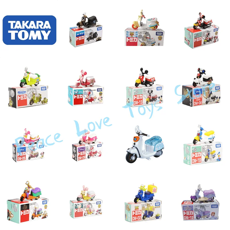 

Takara Tomy Anime Figure Model Collectible Toys Motorcycle Decoration Goods Alice Donald Mickey Minnie Sofia Children's Gifts