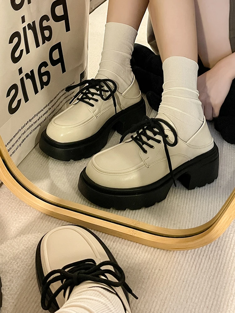 

Shoes Woman Flats Casual Female Sneakers British Style Clogs Platform All-Match Round Toe Slip-on Oxfords Dress Cross New Preppy