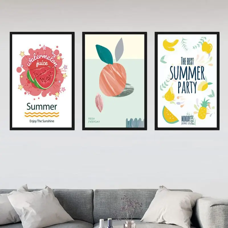 

Factory Customized Small Fresh Summer Fruit Watermelon Pineapple Decorative Painting Sofa Living Room Bedroom Frameless Painting