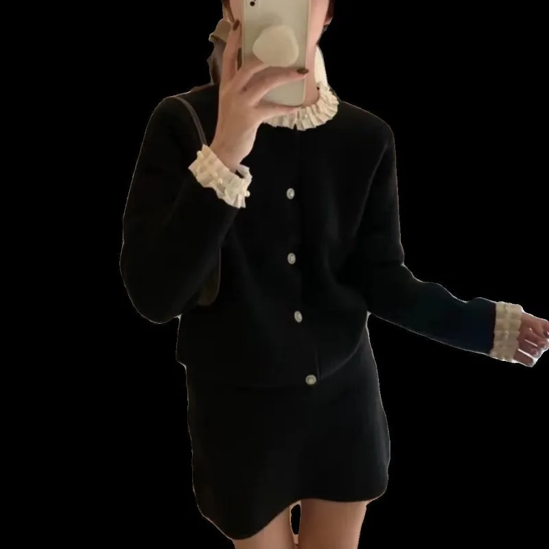 Женский кружевной вязаный кардиган новый свободный Универсальный мягкий