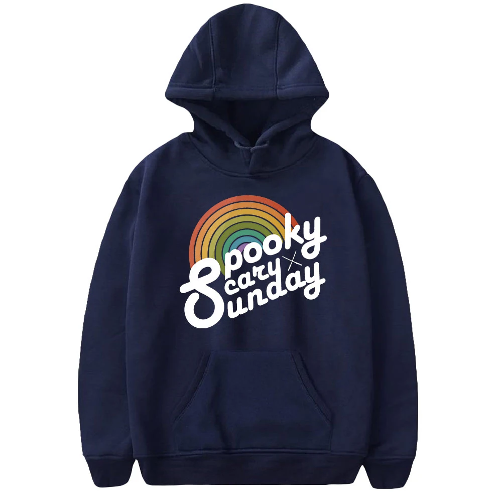 

Men Women Sweatshirt Spooky Scary Sunday Hoodies Printed y2k Hoode Casual Boys Girls Kids Black Streetwear Clothes