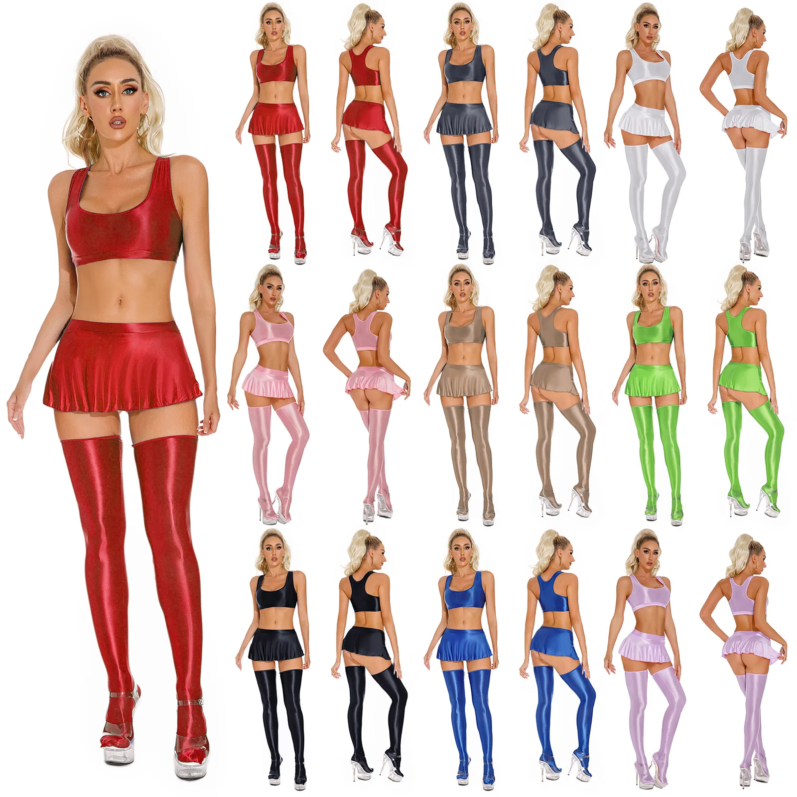 Женский сексуальный яркий блестящий костюм для ночного клуба короткий топ с