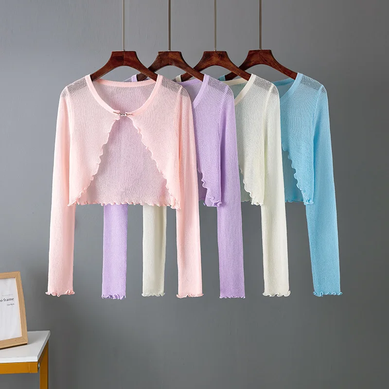 

Knitted Cardigan New Summer Cardigan Women Outwear with 3/4 Sleeve Cape Cardigan Top Ice Silk Sun Protection Clothing for Women