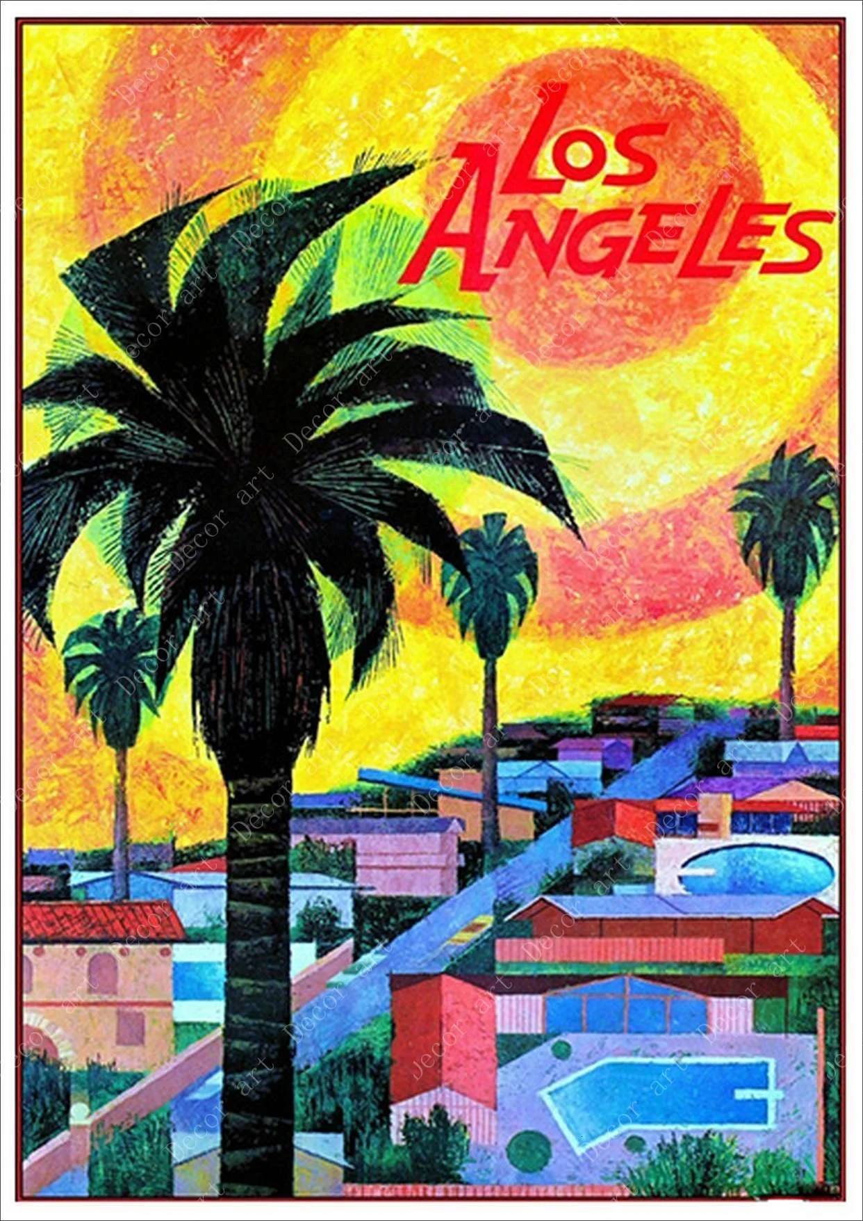 

California Los Angeles America Summer Holiday Travel Canvas Painting Art wall pictures aesthetic room decor Quadro