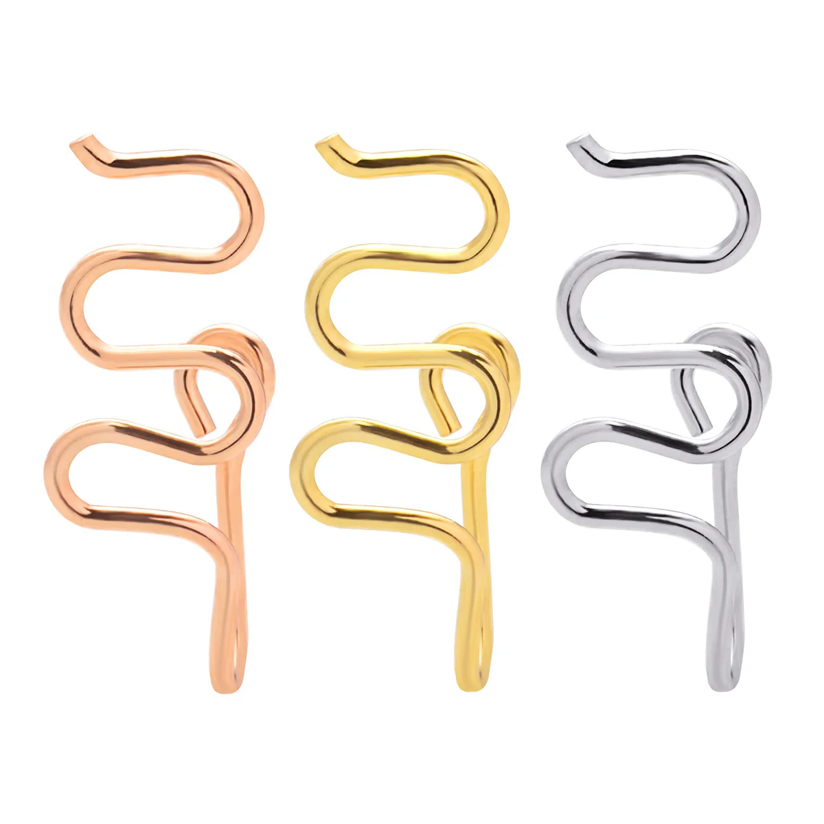 

1pcs Punk Fake Nose Ring Women Stainless Steel Gold Silver Serpentine Pinch Nose Ring Clip On Nose Fake Body Jewelry
