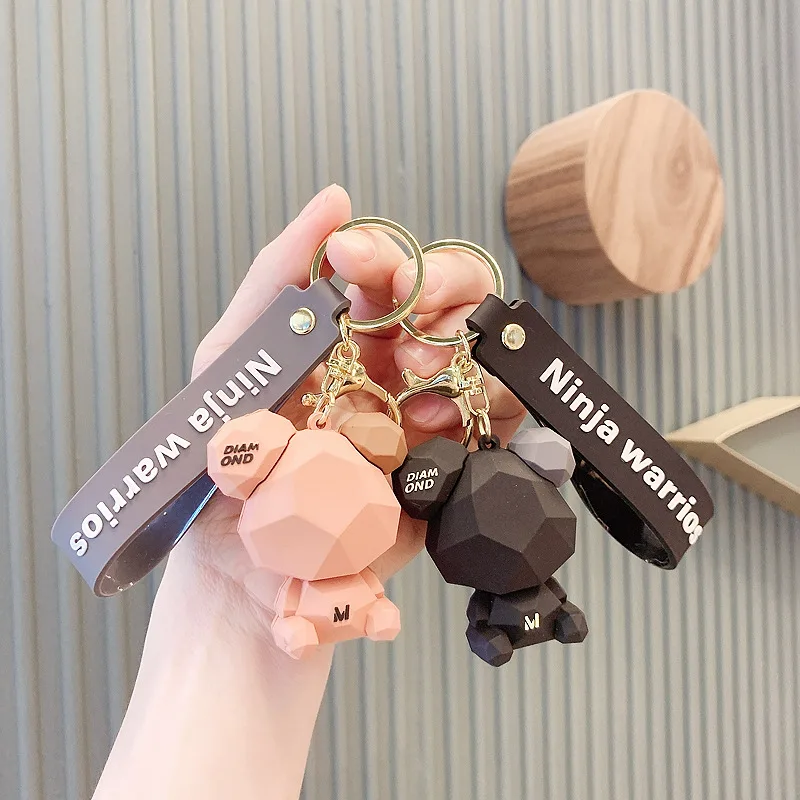 

Bear Action Figure Cute Keychain Silicone Car Couple Key Pendant Cartoon School Bag Hanging Decoration Wholesale Key Chain
