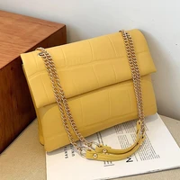 soft leather crossbody messenger bags 2022 small yellow for women solid color chain female flap designer handbags shoulder bags